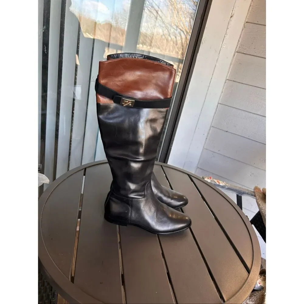 Cole Haan Air Daelin Riding Boots Black Brown Size 5.5 B